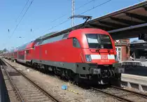 182 012 mit RE 4310(Rostock-Hamburg)kurz vor der Ausfahrt im Rostocker Hbf.14.06.2019