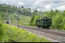 Tag der offenen Tore im Bahnpark Brugg am 25./26. Mai 2019.<br>
CZm 1/2 31 am Sonntag auf der Fahrt nach Effingen bei Villnachern.