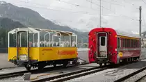 Offener Aussichtswagen B 2098 Rhätische Bahn in St. Moritz; 10.06.2019
