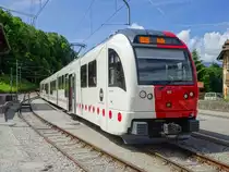 ET 102 steht als S60 nach Bulle in Broc-Fabrique, 15.06.2019.