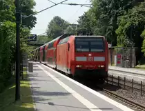146 006-2 DB kommt mit einem RE9 von Aachen-Hbf nach Siegen-Hbf und kommt aus Richtung Aachen-Hbf und fährt durch Aachen-Eilendorf in Richtung Köln. 
Aufgenommen vom Bahnsteig 2 in Aachen-Eilendorf. 
Bei Sommerwetter am Nachmittag vom 15.6.2019.