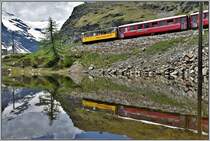 R4648 mit offenem Panoramawagen beim Pozzo del Drago/Drachenloch oberhalb Alp Grüm mit Blick zum Palügletscher. (19.06.2019)