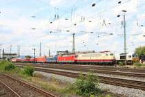 DB Museum Lokzug am Ende der Parade auf den Rückweg beim Sommerfest im DB Museum Koblenz Lützel am 22.06.19. Von einen Gehweg aus fotografiert. Die Bundespolizei hat die Fotografen überwacht damit nichts passiert