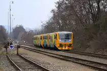 CD 914 093-0 fährt am 01.Dezember 2018 als Os 23209 (Horni Lidec – Bylnice) in den Bahnhof Valasske Klobouky ein.