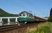 123 023 führte am 14.06.19 einen Kohlezug durch Usti nad Labem Strekov Richtung Litomerice.
