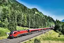1116 239-5 durchfährt mit dem railjet 797  Hochkönig  (Klagenfurt Hbf - Salzburg Hbf - Flughafen Wien (VIE)) den Bahnhof Penk.
Aufgenommen am 30.6.2019.