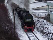 52 7596 bei einer Scheinanfahrt auf dem Netz der Hzl, am Haltepunkt Europatra�e.