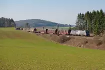 1116 126  Licht ins Dunkel  mit einem gemischten Güterzug bei Krappenhofen Richtung Regensburg, 23.03.2019