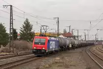 Am 2. März 2019 war in Köthen Re 482 048-6 unterwegs gen Norden. 