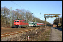 111149 erreicht hier am 16.01.2005 mit ihrem RB nach Münster den Bahnhof Natrup Hagen.