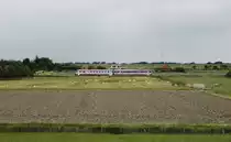 Kurz nach der Abfahrt in Dagebüll Mole wurde der VT 71 der NEG am 05.07.2019 auf seinem Weg nach Niebüll aufgenommen