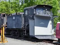 Ein von Henschel gebauter Klima-Schneepflug ist im Deutschen Dampflokomotiv-Museum Neuenmarkt-Wirsberg ausgestellt. (Juni 2019)