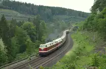 Sonderzug der Pressnitztalbahn PIKO Express zum Tag der Offnen Tür bei PIKO ( Dresden - Sonneberg ) mit 118 552-9 ITL - Eisenbahngesellschaft mbH & 118 757-4 EBS - Erfurter Bahnservice GmbH auf der Schiefen Ebene bei Neuenmarkt-Wirsberg 22.06.2019