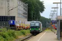 193 230 von der Rurtalbahn-Cargo kommt als Lokzug durch Aachen-West aus Richtung Herzogenrath,Kohlscheid,Richterich,Laurensberg und fährt in Richtung Aachen-Schanz,Aachen-Hbf. 
Aufgenommen vom Bahnsteig in Aachen-West.
Bei Sonne und Wolken am Nachmittag vom 10.7.2019.