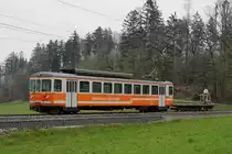 Aare Seeland Mobil/ASm.
Seltener Messzug auf dem Streckenabschnitt Langenthal-Niederbipp-Langenthal.
Be 4/4 103 mit UA 266 auf der Weierhöhe vor Niederbipp am 16. April 2019.
Foto: Walter Ruetsch 