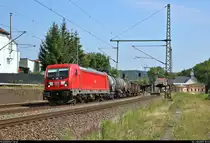 Gemischter Gz mit 187 161-5 DB durchfährt den Bahnhof Bad Kösen auf der Bahnstrecke Halle–Bebra (KBS 580) Richtung Großheringen.
[22.6.2019 | 10:23 Uhr]