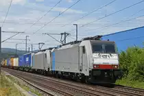 Doppeltraktion, mit den Loks 186 106-1 und 186 251-5 fährt Richtung Bahnhof Itingen. Die Aufnahme stammt vom 20.07.2019.