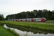 4024 051 + 4024 023 als S 4 (Linz Hbf - Kirchdorf an der Krems) bei Wartberg/Krems, 08.07.2019.