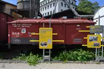 Ein Klappdeckelwagen als Teil Sonderausstellung  Bier Bahn und Banananen . (DB-Museum Nürnberg, Juni 2019)