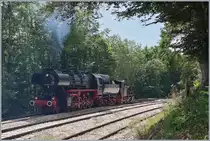 Bei der Coni'Fer (CFTPV) eine neue Heimat gefunden haben die mächtige (ex DR) 52 8163-9 (Baujahr 1943) und die kleine E 3/3 N° 5 (ex Alusuisse, Baujahr 1915) die in Hôpitaux Neufs Rücken an Rücken rangieren. 

16. Juli 2019