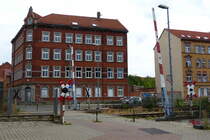 Bahnübergang in Erfurt. Gleich neben dem Bahnhof Erfurt Nord. 02.08.2019