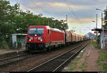 Gemischter Gz mit 187 124-3 DB durchfährt den Hp Teutschenthal Ost auf der Bahnstrecke Halle–Hann. Münden (KBS 590) Richtung Halle (Saale).
Aufgenommen im Gegenlicht.
[22.6.2019 | 19:56 Uhr]
