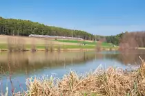 Ein unbekannter ICE 3 als ICE 627 von Dortmund Hbf nach München Hbf bei Neustadt a. Aisch, 30.03.2019