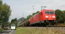185 274-8 DB kommt aus Richtung Köln mit einem langen Kesselzug aus Antwerpen-BASF(B) nach Ludwigshafen-BASF(D) und fährt durch Bad-Honnef(am Rhein) in Richtung Koblenz. 
Aufgenommen auf der Rechten Rheinstrecke in Bad-Honnef(am Rhein). 
Bei Sommerwetter am Nachmittag vom 8.8.2019. 