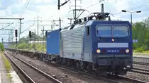 DeltaRail GmbH mit  143 069-3  [NVR-Nummer: 91 80 6143 069-3 D-DELTA] und fast leerem Containerzug Richtung Frankfurt/Oder am 08.08.19 Bahnhof Flughafen Berlin Schönefeld.