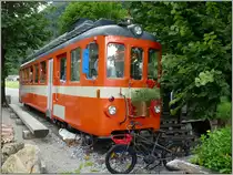 Der BDe 4/4 7 der TB hat in Wasserauen eine neue Heimat gefunden als Teil eines Gartenrestaurants. (13.07.2019)