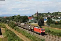 185 185-6 mit dem EZ 44625 (Mannheim Rbf-Basel SBB RB) bei Teningen 14.8.19