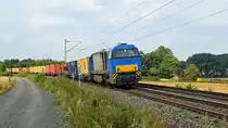 Alpha Trains Belgium 272 201, vermietet an LOCON, mit Containerzug DGS 68735 Bremen-Grolland - Bönen (Vehrte, 16.08.19).