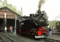 
23. Mai 2010, Bahnhofsfest mit 7 Dampflokomotiven in Jöhstadt. Die sä VIK verkehrte früher auf der Frauensteiner Strecke. Die sä VIK wurde 1927 in der Sächsischen Maschinenfabrik (vorm. Richard Hartmann) gebaut.
