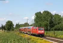 146 205-0 mit der RB 17029 (Offenburg-Basel Bad Bf) bei Riegel 14.8.19