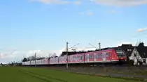 Dreifach-430 auf der Rodgaubahn zwischen Hainhausen und Jügesheim. Aufgenommen am 8.3.2019 16:22