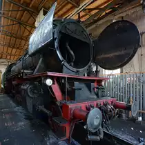 Die Dampflokomotive 41 018 stammt aus dem Jahr 1939 und ist heute noch voll betriebfähig. (Bahnpark Augsburg, Juni 2019) 