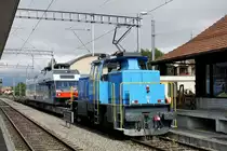 Aare Seeland Mobil/ASm/BTI.
Gleis 1 Bahnhof Ins.
Am 21. August 2019 wurde der ASm GTW Be 2/6 5072, ehemals BTI, mit der Eea 93 für die bevorstehende Aufarbeitung von Ins nach Erlen überführt.
Foto: Walter Ruetsch 