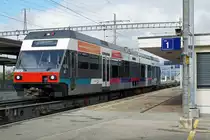 Aare Seeland Mobil/ASm/BTI.
Gleis 1 Bahnhof Ins.
Am 21. August 2019 wurde der ASm GTW Be 2/6 5072, ehemals BTI, mit der Eea 93 für die bevorstehende Aufarbeitung von Ins nach Erlen überführt.
Foto: Walter Ruetsch 