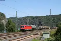 187 129-2 mit dem EZ 51025 (Maschen Rbf-Mannheim Rbf) bei Lorely 22.8.19
