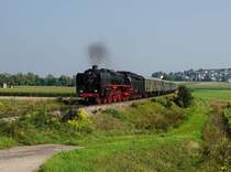 Die 01 066 mit einem Sonderzug nach Nördlingen am 25.08.2019 unterwegs bei Oettingen.