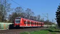 425 222 hat auf seiner Reise als S6 nach Mannheim soeben Mainz Laubenheim verlassen. Aufgenommen am 7.4.2019 11:01