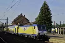 Die ME 146-01 von Metronom am 22.08.2019 bei einem Zwischenhalt in Hamburg-Harburg