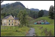 Am 7.09.2019 fanden die Saisonabschlussfahrten auf der Breitenauerbahn statt. Die E4 bespannte sämtliche Züge an diesem Tag. Hier zu sehen bei Schafferwerke.