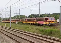 Neben SNCB 1182 stehen noch eine Menge anderer Exemplare der Br.11 am 01.08.19 abgestellt im belgischen Stockem, unweit von Arlon.