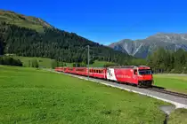 Ge 4/4 III 645 mit einem Regio am 04.09.2019 bei Davos Wolfgang. 