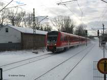 612 488 + 612 482 als IRE 3085 aus N�rnberg wirbelt bei Durchfahrt durch Klingenberg-Colmnitz den Neuschnee auf; 26.1.2007
