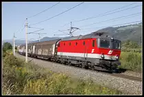 1144 283 mit Güterzug bei Niklasdorf am 13.09.2019.