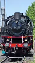 Die Dampflokomotive 64 419  Bubikopf  aus dem Jahr 1937 war Anfang Juni 2019 im Bayerischen Eisenbahnmuseum Nördlingen zu Gast.