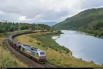CargoNet Di 12 005 mit leerem Erzzug Mo i Rana - Ørtfjell am 2. September 2019 zwischen Mo i Rana und Skonseng.