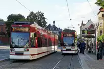 Strassenbahn Erfurt.
Mit verschiedenen Strassenbahntypen unterwegs am 18. September 2019.
Die  TATRAS  konnte ich nur noch auf der Stadtrundfahrt erleben.
Foto: Walter Ruetsch  